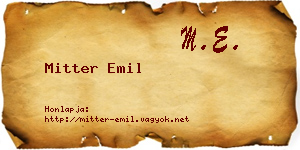 Mitter Emil névjegykártya